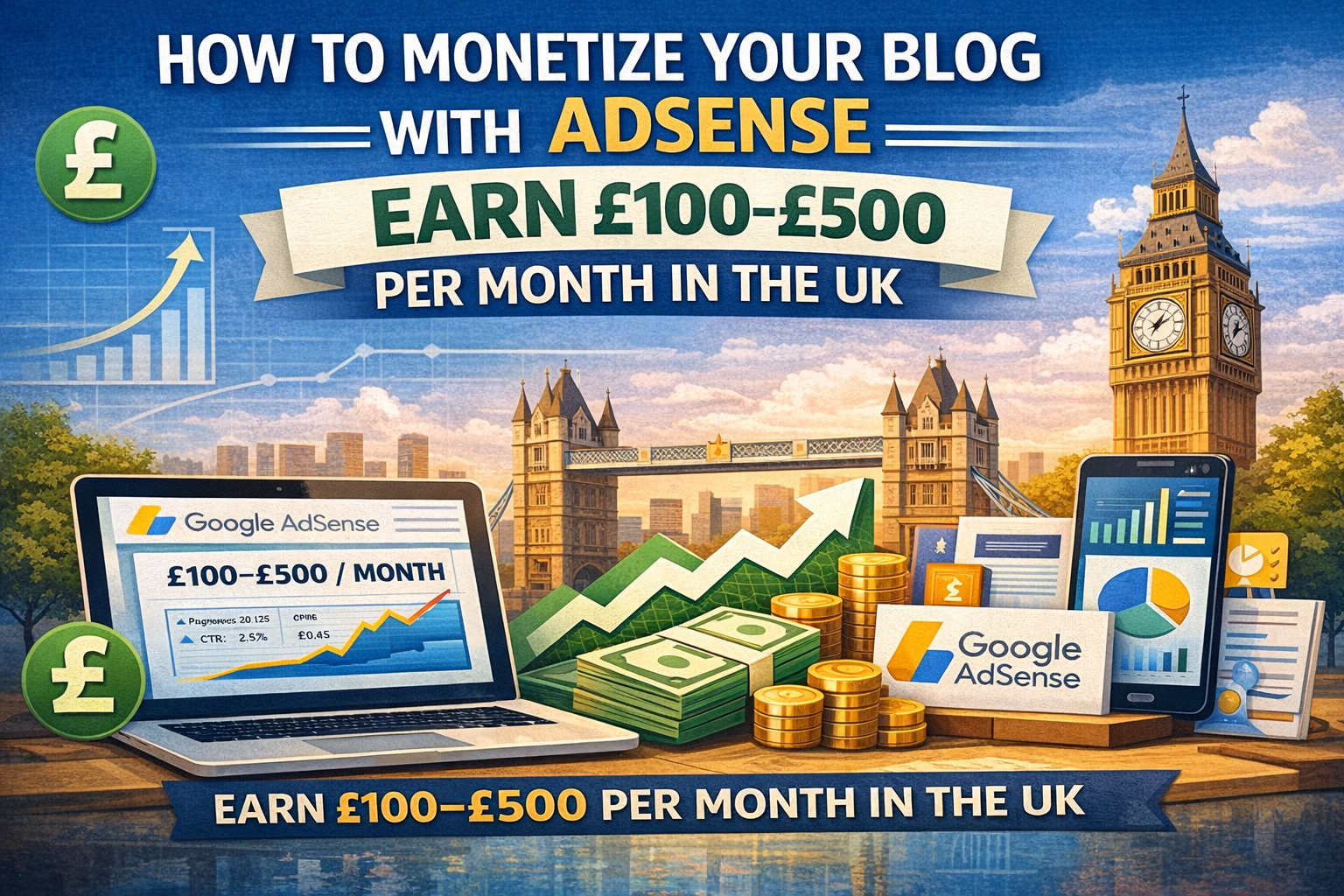 How To Monetize Your Blog With AdSense And Earn £100 To £500 Per Month In The UK In 2026